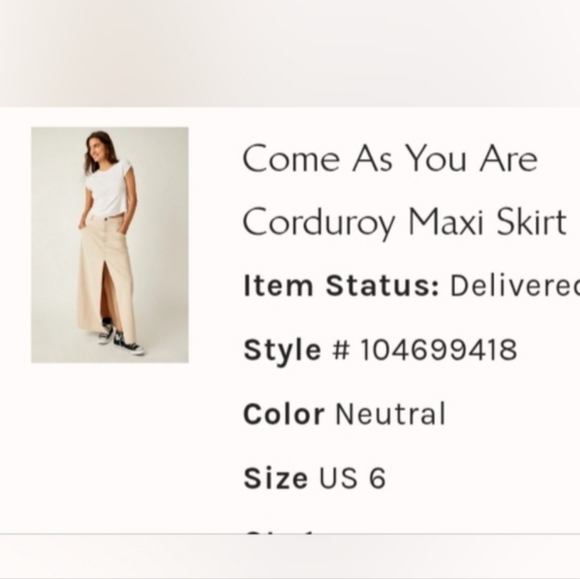 EUC Free People Rust Corduroy Maxi Skirt Come As You Are Size 6 Fits 8 - Picture 6 of 15